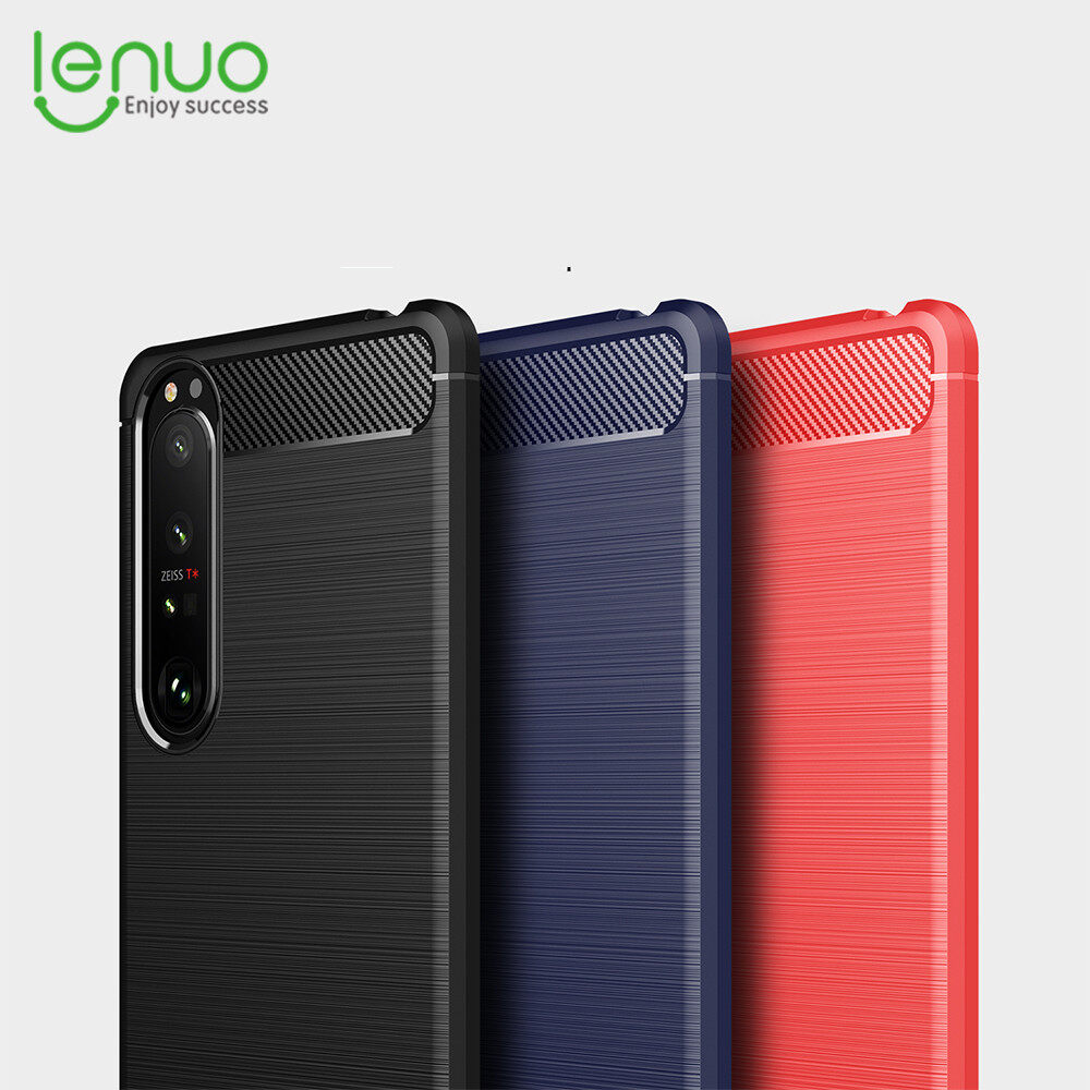 Lenuo for Sony Xperia 1 III / 10 III / 10 II  Case - Carbon Fiber Silicone Brushed Cell Phone TPU Back Cover