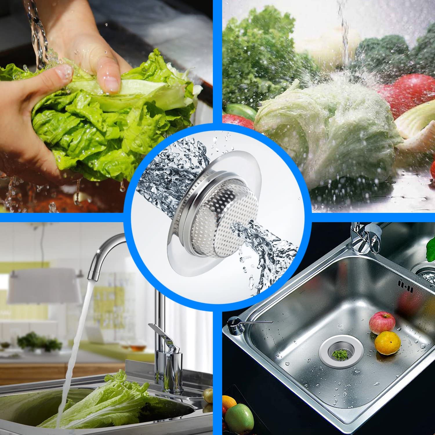 Stainless Steel Sink Strainer Polished Drain Sink Filter - Precise Filtration - Used In Kitchen Bathroom Sewer