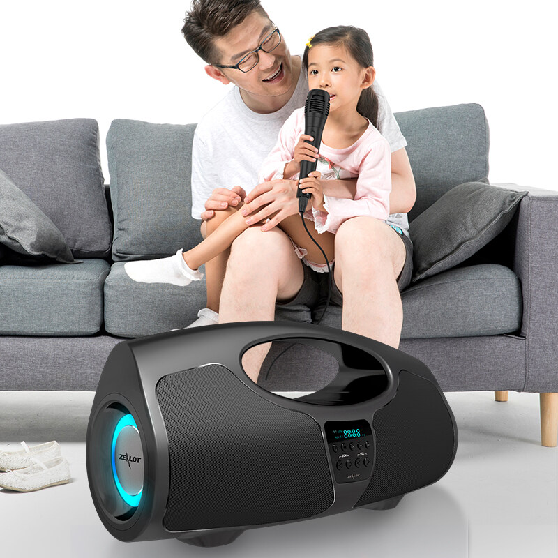 Zealot P1 Karaoke Bluetooth Speaker with FREE MICROPHONE Audio Center Portable Sound Box Powerful Subwoofer For PC Computer 40W Subwoofer IPX5 Waterproof,12H Playtime